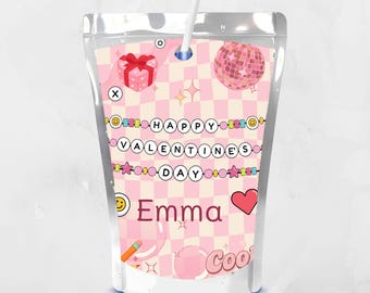 Valentine's Day Capri Sun Template , Valentine's Day Juice Pouch Label , Printable , Juice Label, Editable Capri Sun Label , Canva Template