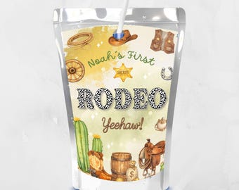 First Rodeo Capri Sun Label, Editable Canva Template, Cowboy First Birthday Juice Wrapper, Rodeo Party Drink Favor