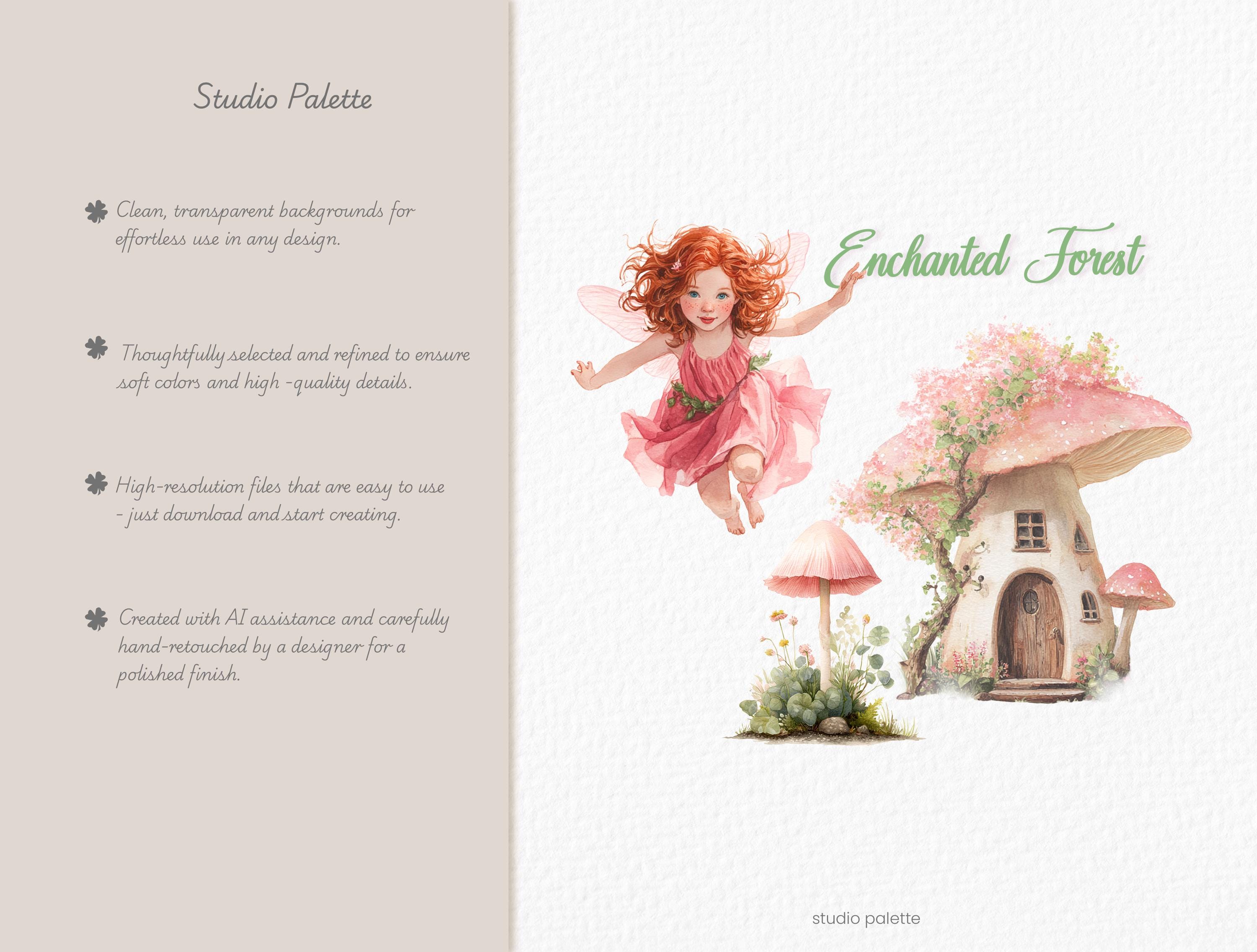 Pink Fairy Garden Clipart Watercolor Fairy Forest Magical Garden PNG ...