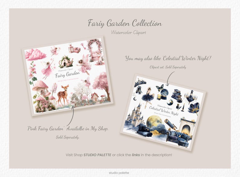 Purple Fairy Garden Clipart Watercolor Fairy Forest Magical Garden PNG ...