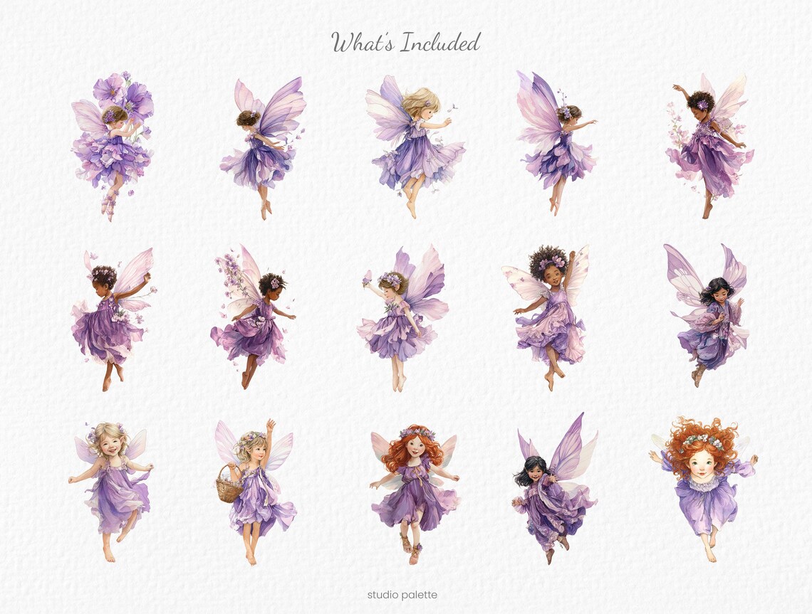 Purple Fairy Garden Clipart Watercolor Fairy Forest Magical Garden PNG ...