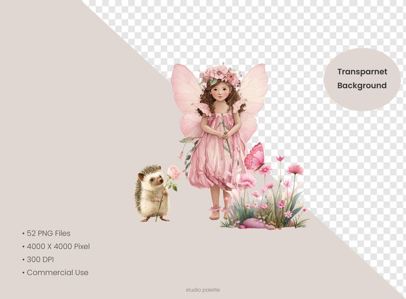 Pink Fairy Garden Clipart Watercolor Fairy Forest Magical Garden PNG ...
