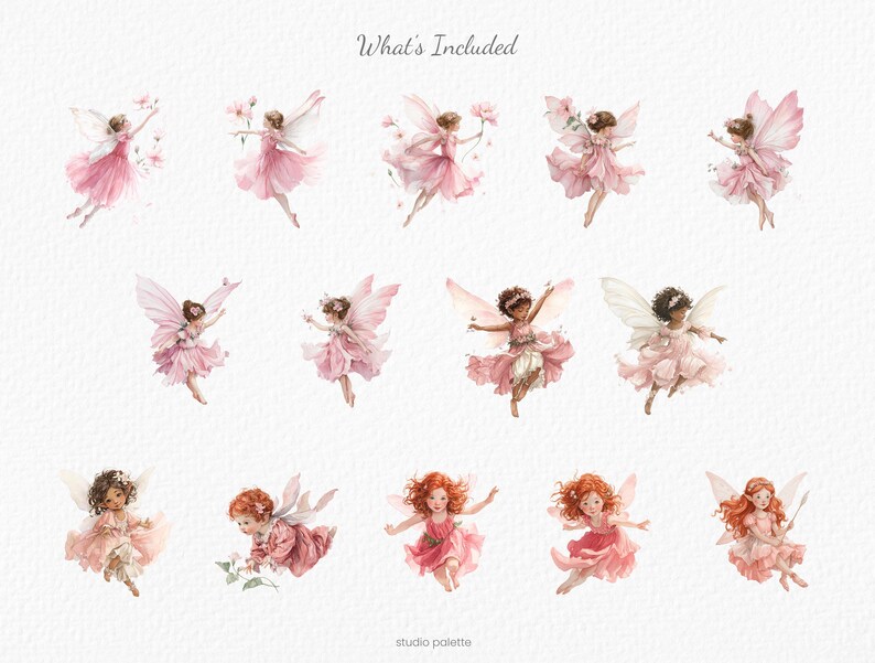 Pink Fairy Garden Clipart Watercolor Fairy Forest Magical Garden PNG ...