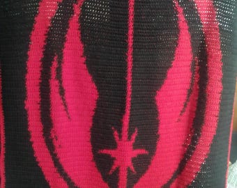 Jedi Emblem Crochet Throw Blanket Black
