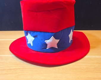Uncle Sam Top Hat Patriotic Red White Blue Stars 4th of July Costume Hat