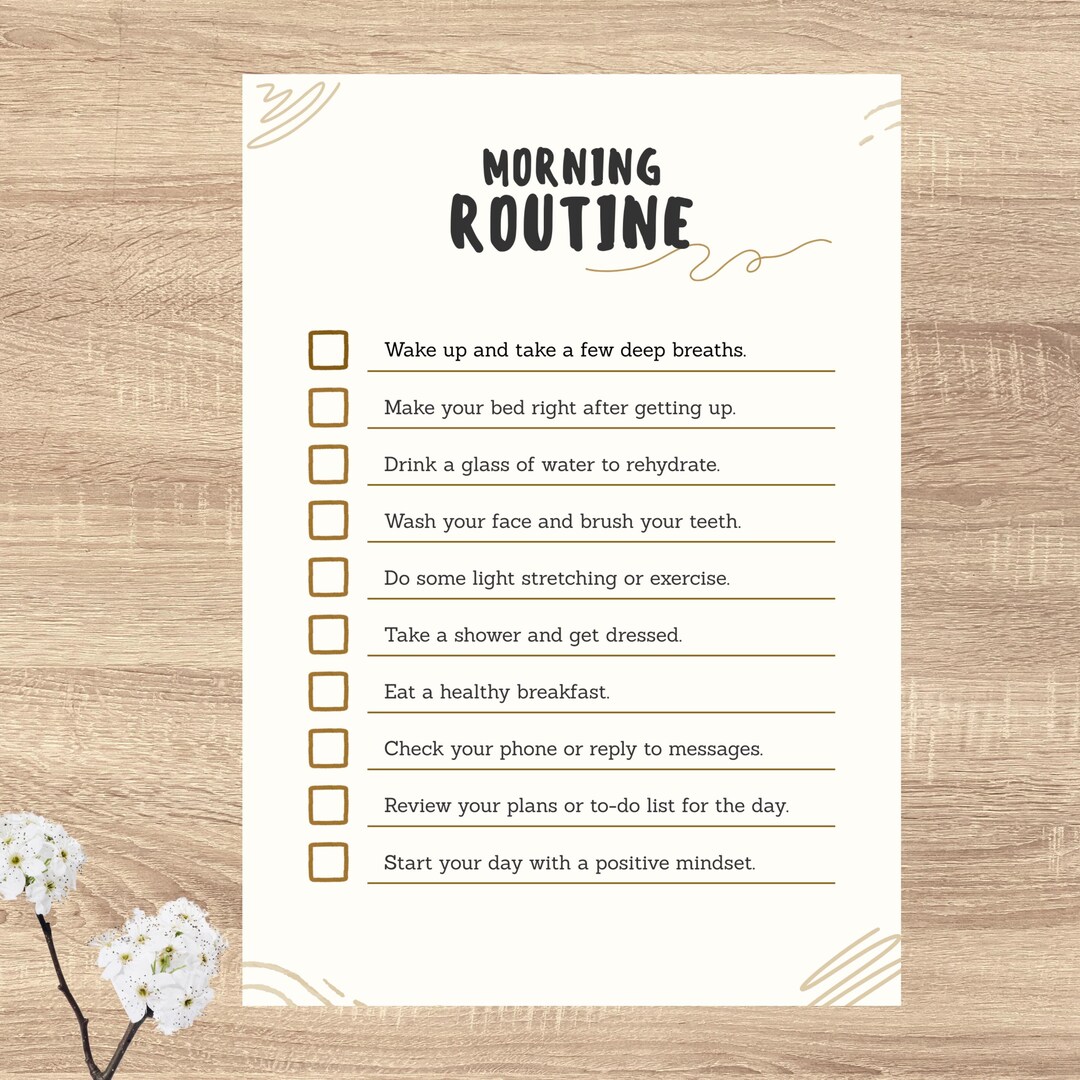 Morning Routine Checklist Printable | Daily Habit Tracker PDF | Simple ...