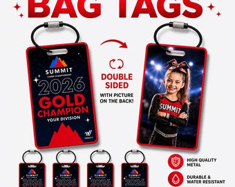 Gipfel Banner | Benutzerdefinierte Cheer Gepäckanhänger | Gipfel jubeln Wettbewerb Geschenke | Cheer Anhänger | Team Geschenk für Cheerleader 2026