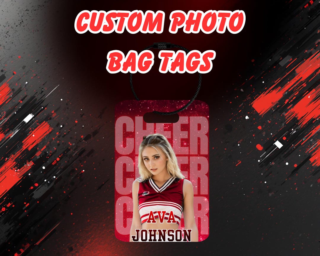 Cheer Backpack Tags Photo Bag Tag | Custom Cheer Luggage Tags | Personalized Athlete Gift ...