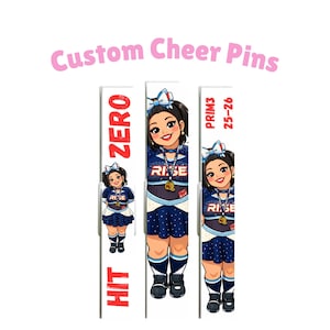 Spille da cheerleader personalizzate / Spille da cheerleader con atleti dei cartoni animati / Spille portafortuna per gare di cheerleader