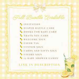 Lemon Baby Shower Invite, We Can't Wait to Squeeze You Baby Shower Invitation (Editable Template) B20 image 8