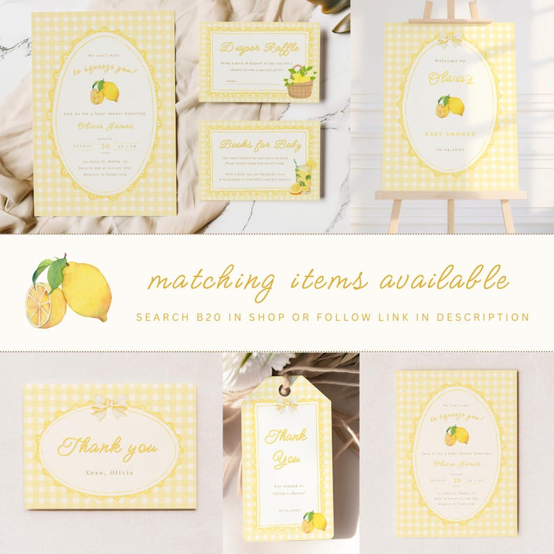 Lemon Baby Shower Invite, We Can't Wait to Squeeze You Baby Shower Invitation (Editable Template) B20 image 7