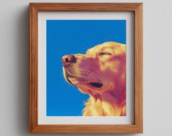 Impressão Pop Art de um Golden Retriever – Retrato Moderno de Cão (Download Digital)