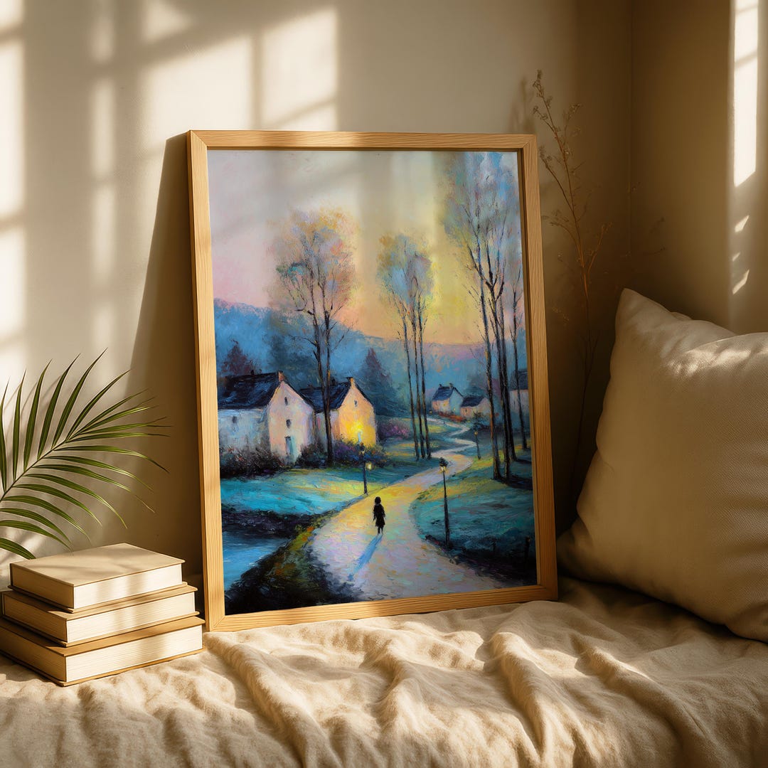 Cottagecore Dawn Pathway Art Print – Watercolor Landscape (digital ...