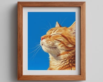 Retrato de gato atigrado jengibre – Impresión digital minimalista moderna