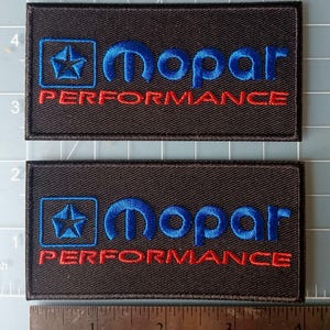 Mopar Performance Embroidered Patch Iron-On 4x2" Dodge Racing (Set of Two Patches)