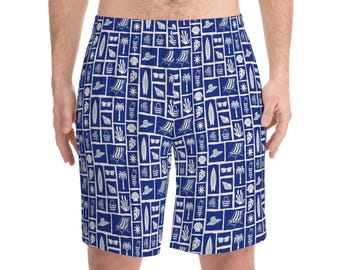 Pantalones cortos de playa/bañadores con estampado de iconos náuticos