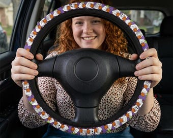 Charlie Brown Ghosts and Candy Steering Wheel Cover | Halloween Car Accessory