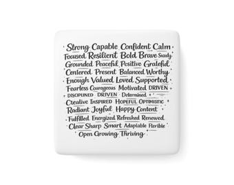 Positive Affirmation Worte Porzellan Magnet | Quadrat Inspirational Magnet