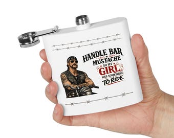 Petaca de acero inoxidable de 177 ml con diseño de bigote de manillar para que mi chica tenga algo con lo que montar.