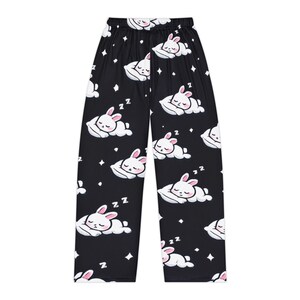 Spodnie piżamowe z wzorem śpiącego króliczka | Czarna chmura śpiącego króliczka zdjęcie 2