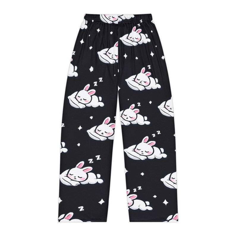 Spodnie piżamowe z wzorem śpiącego króliczka | Czarna chmura śpiącego króliczka zdjęcie 2