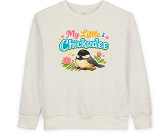 Sudadera infantil con estampado de carbonero / Ropa infantil con estampado floral de pájaros.