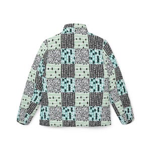 Mint Gray Patchwork Pattern Puffer Jacket image 6