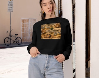 Jersey corto con mapa de isla tropical vintage / Palmeras, monedas náuticas