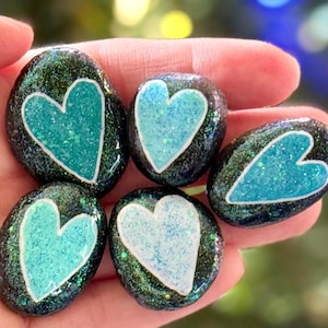 Heart Pocket Hugs Set of 5 Hand Painted Rocks
