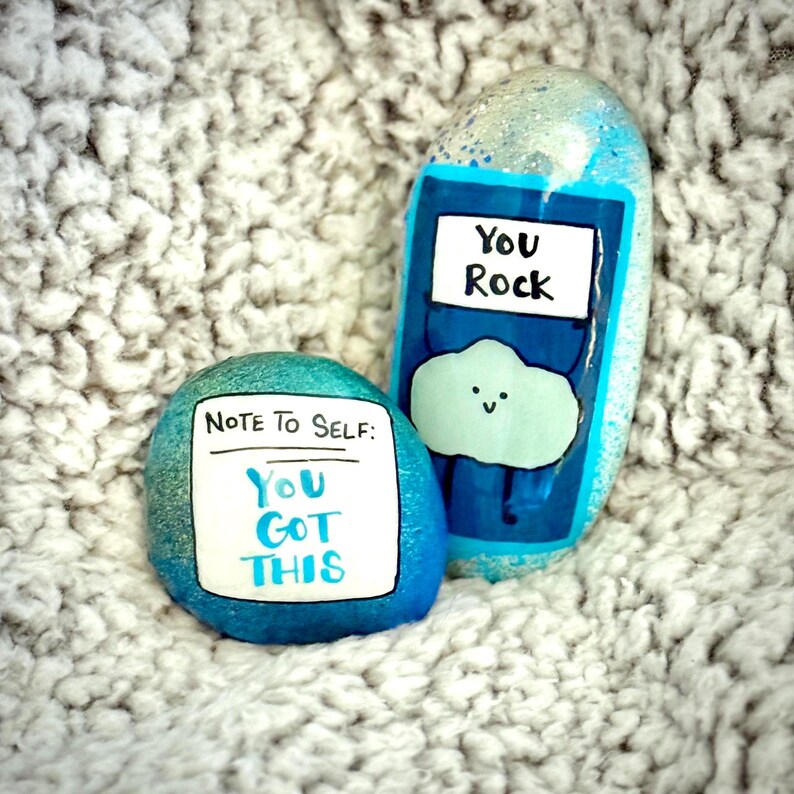Hand Painted Rocks Set: 'you Are Enough' & 'you Rock' - Etsy