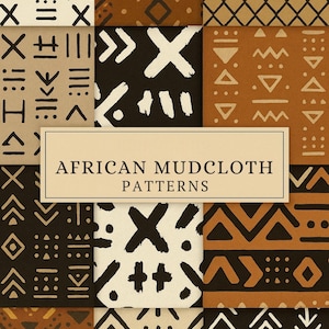 24 Bogolan Modderdoekpatroonbundel | Afrikaans modderdoek digitaal papier | 3000 px + 8,5 x 11 png/jpg | Afdrukbaar, direct downloaden