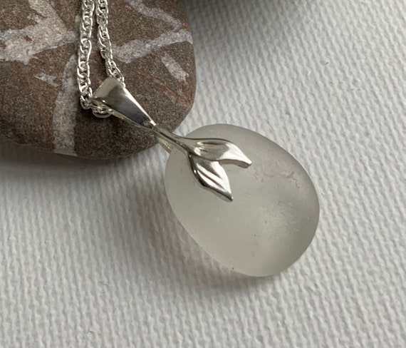 Sea Glass Necklace White Sea glass Sea Glass Jewellery Sea Glass Seaham English Sea Glass