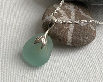 Sea Glass Necklace, Deep Aqua Sea glass, Sea Glass Jewellery, Sea Glass, Seaham, English Sea Glass