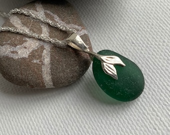 Sea Glass Necklace, Green Sea glass, Sea Glass Jewellery, Sea Glass, Seaham, English Sea Glass