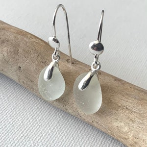 Seaham Sea Glass Earrings: Sterling Silver, North East England