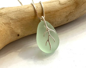 Sea Glass Necklace, Sterling Silver Necklace, Aqua Sea glass, Sea Glass Jewellery, Rare Sea Glass, Seaham, English Sea Glass