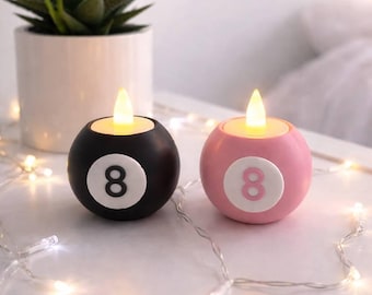 Świecznik LED 8 Ball Bilard Pool Decor Nowoczesny prezent do domu dla niego i dla niej