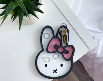 Tacka na biżuterię z nadrukiem 3D w kształcie króliczka | Organizer na biurko Kawaii | Prezent dla niej