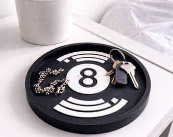 Tacka na płyty winylowe 8 Ball | Tacka na drobiazgi | Inspirowany muzyką parking | Prezent do pokoju