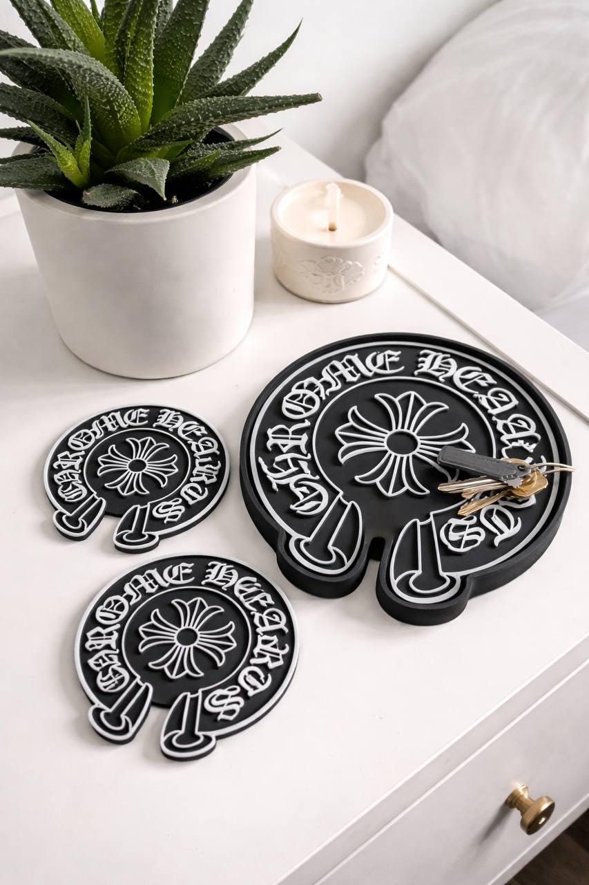 Chrome Hearts Style Tray & Coasters | Key Holder Organizer | Gift