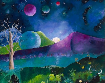 Mythic Celestial Landscape Fine Art Print  - "Guardians at the Gate" (Guardians of the Keep series)