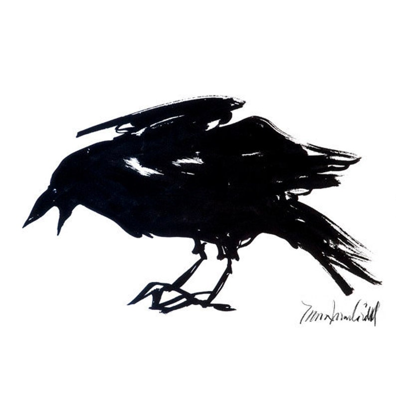 Sumi Ink Raven l greeting card reproduction from the ...