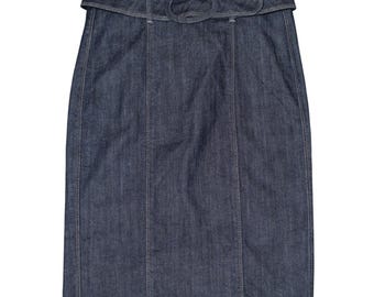 7 For All Mankind Denim Pencil Skirt Size 29 Dark Wash Belted Y2K
