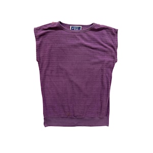 Top vintage Between Stops viola in maglia testurizzata a maniche a pipistrello, taglia piccola
