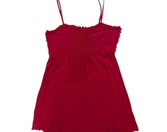 Y2K Kensie Girl Pink Ruched Babydoll Cami Tank Top Size M