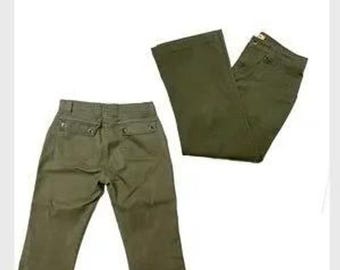 ZENA JEANS Frauen Olivgrün Nutzen Sie Crop Schlaghose Größe 4 Vintage 90er Jahre