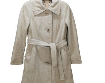 Vintage Camel Wool Coat Belted Mid Length ILGWU Union Made vintage 1960s
