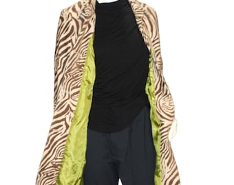 Chaqueta llamativa con estampado de cebra de 3 hermanas, talla mediana, estampado animal, vintage, años 2000
