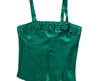 Lucie Ann II Smaragd Satin Cami Tank Top Y2K Minimalist Large