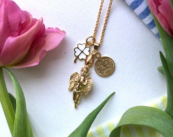 mothers day gift, mothers day necklace, mothers day gift ideas, mama necklace,lucky charm necklace, clover necklace, luck necklace, mama